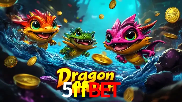 Arte promocional do jogo Dragon Hatch com três adoráveis dragões bebês nadando entre moedas de ouro, um dos slots mais divertidos para jogar no cassino 5ffbet.