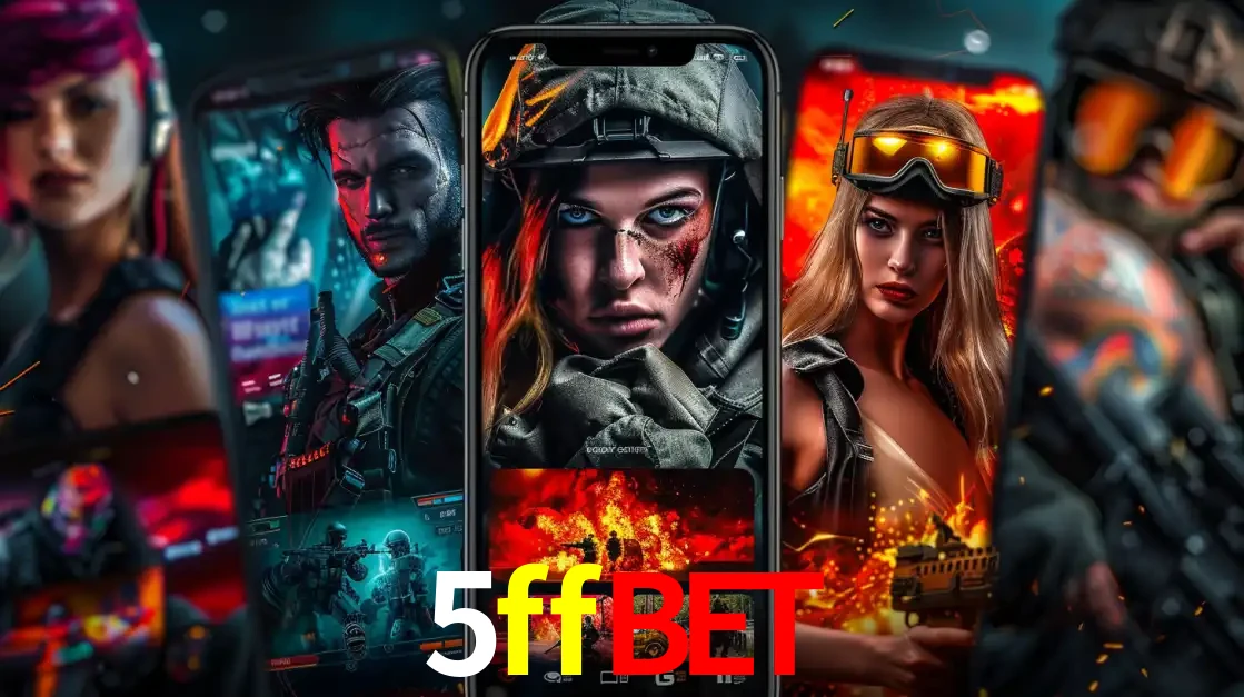 Montagem de telas de celular mostrando diversos personagens, masculinos e femininos, de um jogo de tiro, ilustrando a diversidade de equipes de e-sports para apostar no 5ffbet.