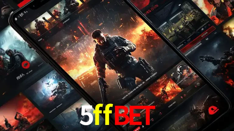 Tela de um celular exibindo uma galeria de jogos de tiro com temática militar, mostrando a variedade de e-sports disponíveis para apostas na plataforma de entretenimento 5ffbet.